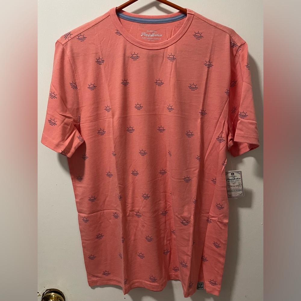 Flag & Anthem Men's Sun Print Short Sleeve Tee Shirt Color Coral Size Medium M